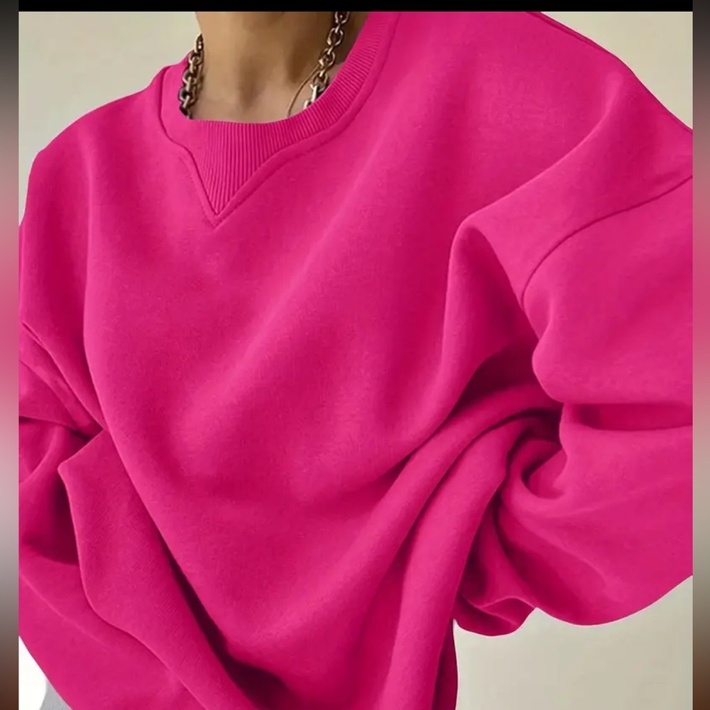 New Temu Hot Pink Crewneck Sweatshirt